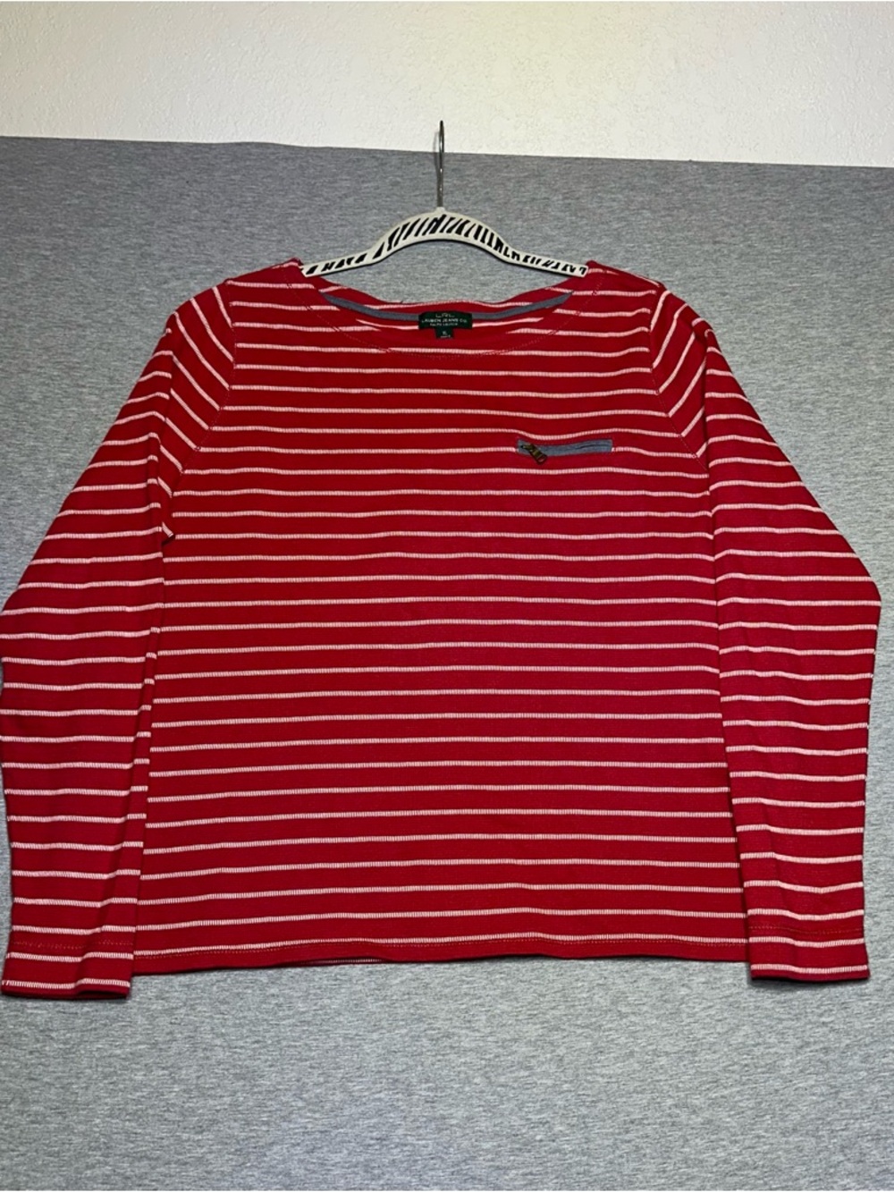 Ralph Lauren Red and White Striped Long-Sleeve nautical inspired crew neckline